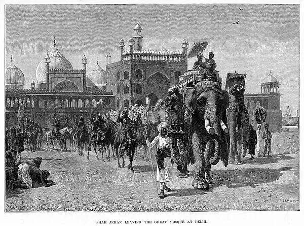 Shah Jehan leaving the Great Mosque at Delhi, c19th century. Artist: Edwin Lord Weeks