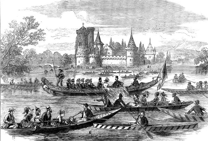 Framed Print : The Shah on the Lake of Laxenburg, near Vienna, 1873. Creator: Unknown Framed Print : The Shah on the Lake of Laxenburg, near Vienna, 1873. Creator: Unknown