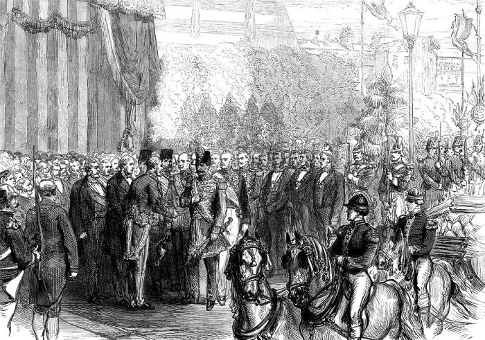 Framed Print : The Shah in Paris: reception at the Arc de Triomphe by the Prefect of the...Municipal Council, 1873. Creator: Unknown Framed Print : The Shah in Paris: reception at the Arc de Triomphe by the Prefect of the...Municipal Council, 1873. Creator: Unknown
