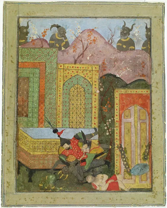 Framed Print : Shahnameh motif, c1400-1599. Creator: Unknown Framed Print : Shahnameh motif, c1400-1599. Creator: Unknown