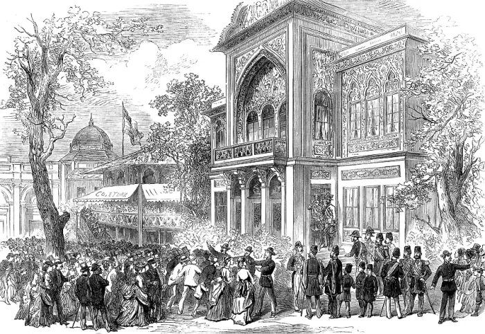 Framed Print : The Shah's Pavilion in the park of the Vienna Exhibition, 1873. Creator: Unknown. The Shah's Pavilion in the park of the Vienna Exhibition, 1873. Creator: Unknown Framed Print : The Shah's Pavilion in the park of the Vienna Exhibition, 1873. Creator: Unknown. The Shah's Pavilion in the park of the Vienna Exhibition, 1873. Creator: Unknown
