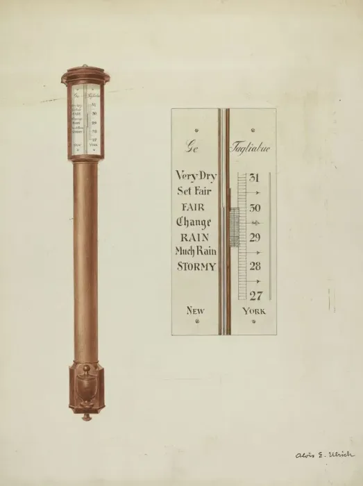 Framed Print : Shaker Barometer, c. 1937. Creator: Alois E. Ulrich Framed Print : Shaker Barometer, c. 1937. Creator: Alois E. Ulrich
