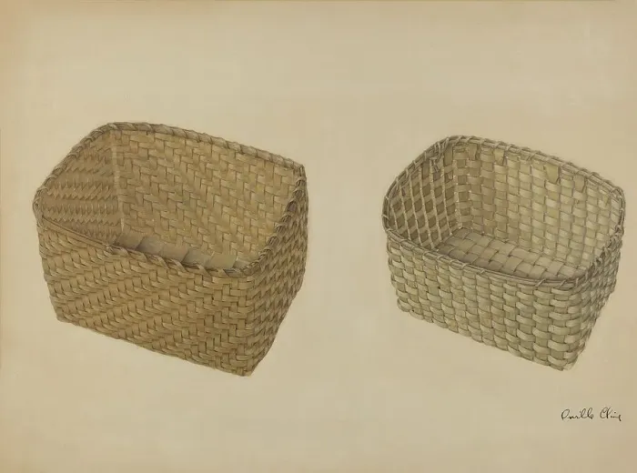Framed Print : Shaker Baskets, c. 1937. Creator: Orville Cline Framed Print : Shaker Baskets, c. 1937. Creator: Orville Cline