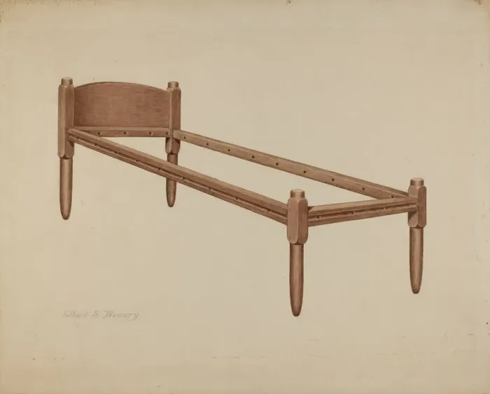 Framed Print : Shaker Bed, 1935 / 1942. Creator: Elbert S. Mowery Framed Print : Shaker Bed, 1935 / 1942. Creator: Elbert S. Mowery