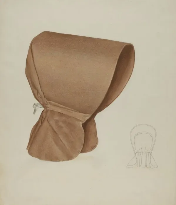 Framed Print : Shaker Bonnet, c. 1936. Creator: Elizabeth Moutal Framed Print : Shaker Bonnet, c. 1936. Creator: Elizabeth Moutal