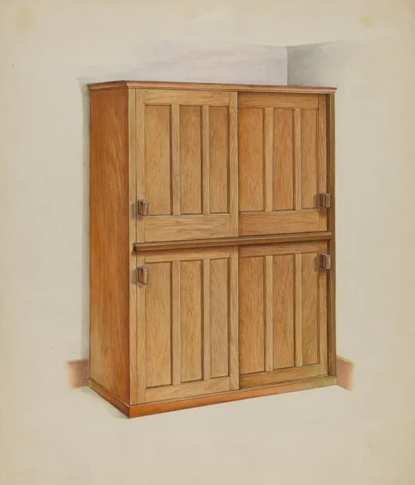 Framed Print : Shaker Bookcase, c. 1937. Creator: John W Kelleher Framed Print : Shaker Bookcase, c. 1937. Creator: John W Kelleher
