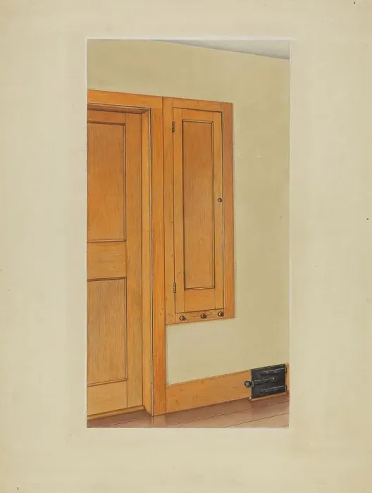 Framed Print : Shaker Built-In Cupboard, 1937. Creator: Sumner Merrill Framed Print : Shaker Built-In Cupboard, 1937. Creator: Sumner Merrill