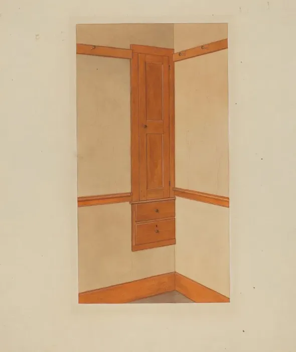 Framed Print : Shaker Built-In Cupboard, c. 1938. Creator: John W Kelleher Framed Print : Shaker Built-In Cupboard, c. 1938. Creator: John W Kelleher