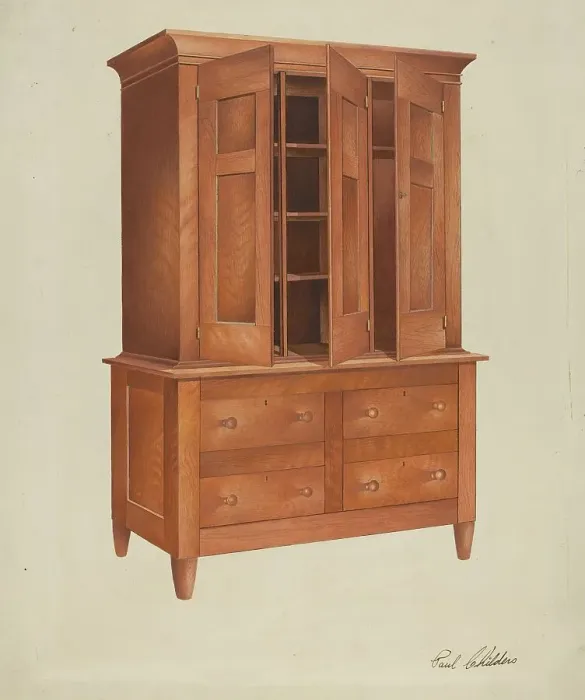 Framed Print : Shaker Cabinet, 1935 / 1942. Creator: William Paul Childers Framed Print : Shaker Cabinet, 1935 / 1942. Creator: William Paul Childers