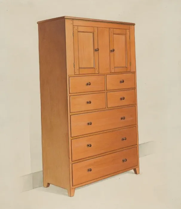 Framed Print : Shaker Cabinet, c. 1936. Creator: Anne Ger Framed Print : Shaker Cabinet, c. 1936. Creator: Anne Ger