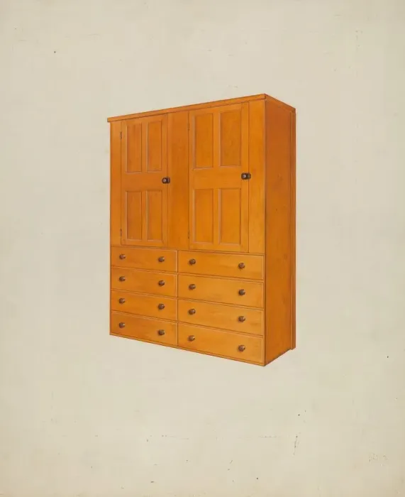 Framed Print : Shaker Cabinet, c. 1938. Creator: John W Kelleher Framed Print : Shaker Cabinet, c. 1938. Creator: John W Kelleher
