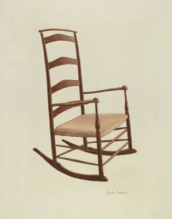 Framed Print : Shaker Chair - Rocker, c. 1939. Creator: Adele Brooks Framed Print : Shaker Chair - Rocker, c. 1939. Creator: Adele Brooks