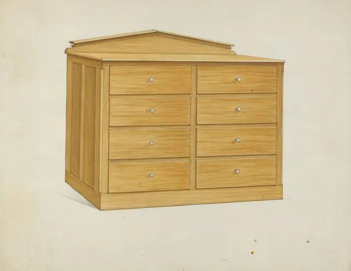 Framed Print : Shaker Chest of Drawers, c. 1936. Creator: Ray Holden Framed Print : Shaker Chest of Drawers, c. 1936. Creator: Ray Holden