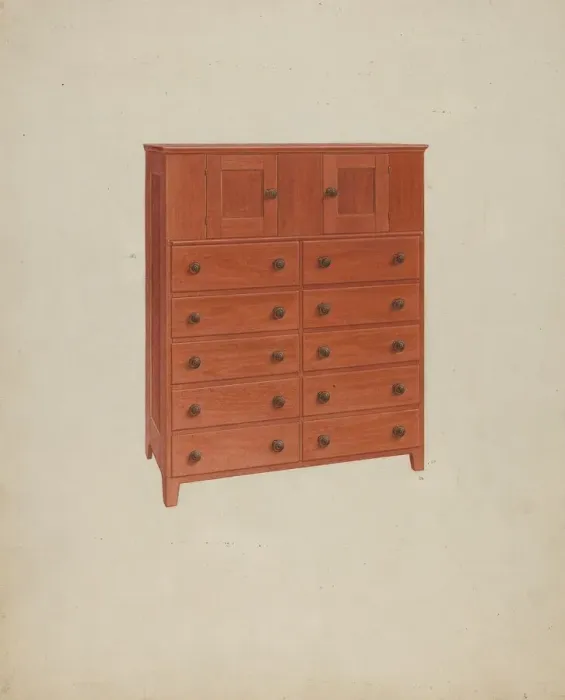 Framed Print : Shaker Chest of Drawers, c. 1937. Creator: Alfred H. Smith Framed Print : Shaker Chest of Drawers, c. 1937. Creator: Alfred H. Smith