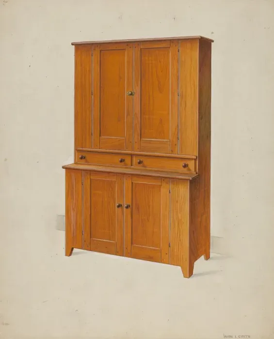 Framed Print : Shaker Cupboard, c. 1937. Creator: Irving I. Smith Framed Print : Shaker Cupboard, c. 1937. Creator: Irving I. Smith