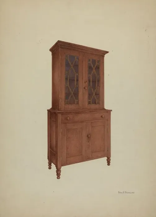 Framed Print : Shaker Cupboard, c. 1938. Creator: George V. Vezolles Framed Print : Shaker Cupboard, c. 1938. Creator: George V. Vezolles