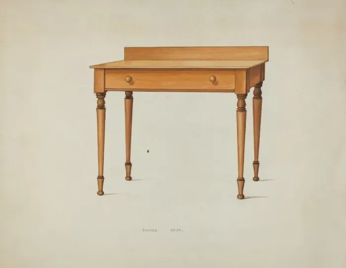 Framed Print : Shaker Desk, c. 1936. Creator: Ray Holden Framed Print : Shaker Desk, c. 1936. Creator: Ray Holden