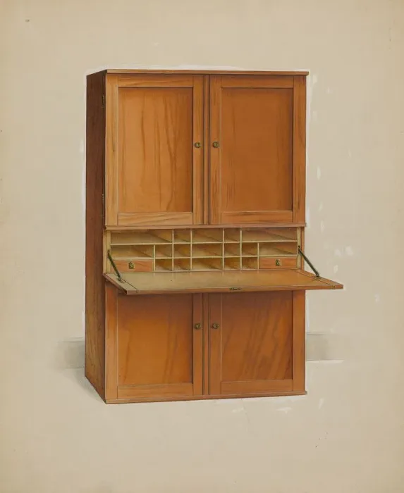 Framed Print : Shaker Desk, c. 1938. Creator: Irving I. Smith Framed Print : Shaker Desk, c. 1938. Creator: Irving I. Smith
