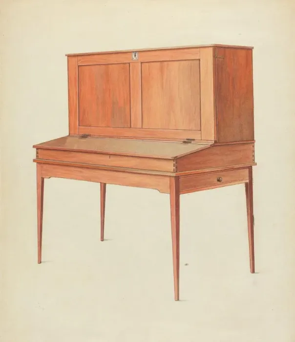 Framed Print : Shaker Desk, c. 1953. Creator: Alfred H. Smith Framed Print : Shaker Desk, c. 1953. Creator: Alfred H. Smith