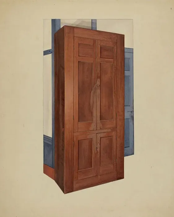 Framed Print : Shaker Dining Room Cupboard, c. 1937. Creator: William Paul Childers Framed Print : Shaker Dining Room Cupboard, c. 1937. Creator: William Paul Childers