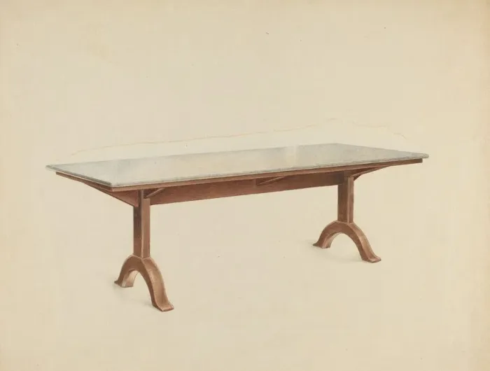 Framed Print : Shaker Dining Table with Marble Top, c. 1953. Creator: John W Kelleher Framed Print : Shaker Dining Table with Marble Top, c. 1953. Creator: John W Kelleher