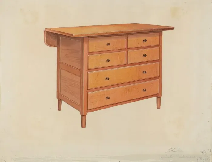 Framed Print : Shaker Dressmakers Counter, c. 1936. Creator: Anne Ger Framed Print : Shaker Dressmakers Counter, c. 1936. Creator: Anne Ger