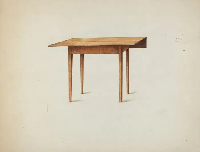Framed Print : Shaker Drop-leaf Table, c. 1936. Creator: Ray Holden Framed Print : Shaker Drop-leaf Table, c. 1936. Creator: Ray Holden