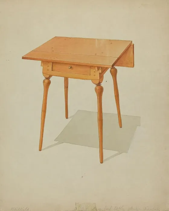 Framed Print : Shaker Drop-leaf Table, c. 1936. Creator: Howard Weld Framed Print : Shaker Drop-leaf Table, c. 1936. Creator: Howard Weld