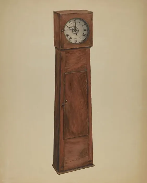 Framed Print : Shaker Grandmother Clock, 1935 / 1942. Creator: Orville Cline Framed Print : Shaker Grandmother Clock, 1935 / 1942. Creator: Orville Cline