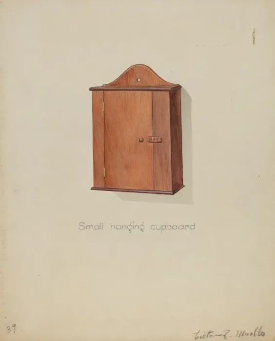 Framed Print : Shaker Hanging Cupboard, c. 1936. Creator: Victor F. Muollo