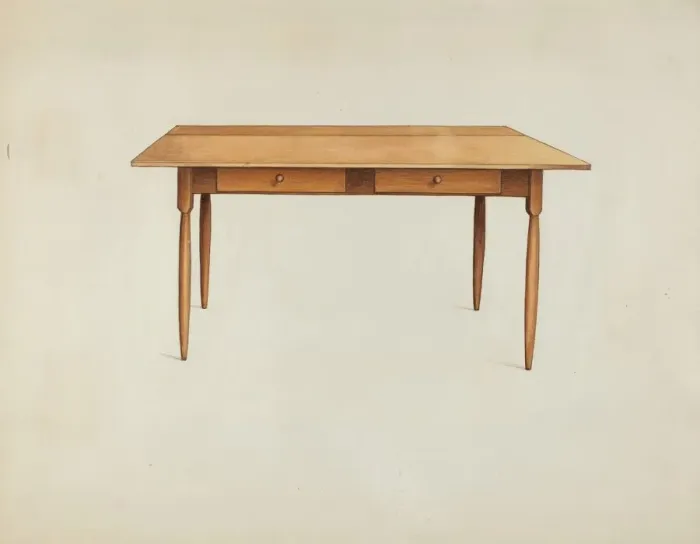 Framed Print : Shaker Kitchen Table, c. 1936. Creator: Ray Holden Framed Print : Shaker Kitchen Table, c. 1936. Creator: Ray Holden