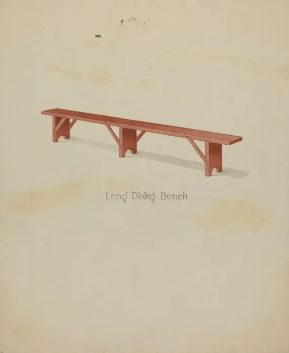 Framed Print : Shaker Long House Bench, 1935 / 1942. Creator: Lawrence Foster Framed Print : Shaker Long House Bench, 1935 / 1942. Creator: Lawrence Foster