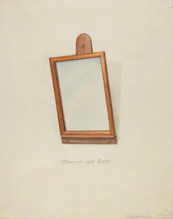 Framed Print : Shaker Looking Glass and Rack, 1935 / 1942. Creator: Victor F. Muollo Framed Print : Shaker Looking Glass and Rack, 1935 / 1942. Creator: Victor F. Muollo