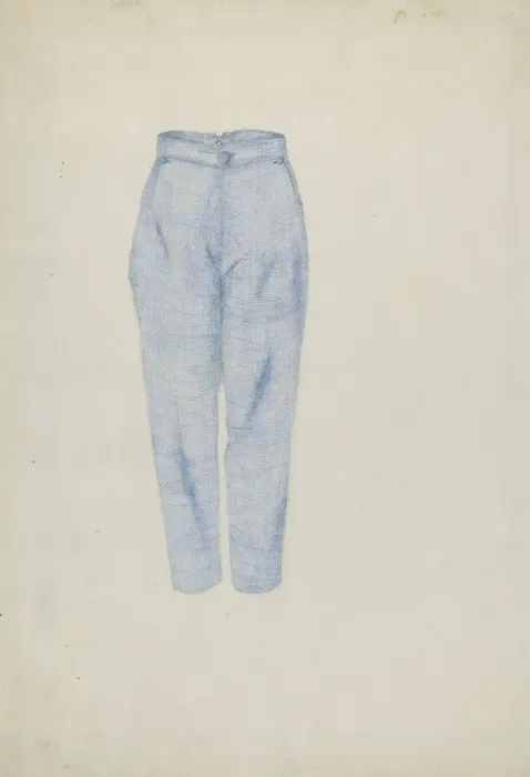 Framed Print : Shaker Mans Trousers, c. 1936. Creator: Alice Stearns Framed Print : Shaker Mans Trousers, c. 1936. Creator: Alice Stearns