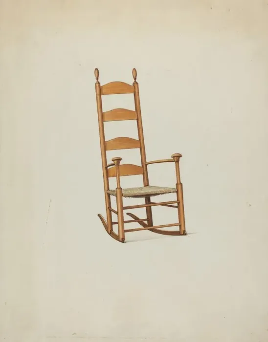 Framed Print : Shaker Mushroom Rocker, c. 1936. Creator: Ray Holden Framed Print : Shaker Mushroom Rocker, c. 1936. Creator: Ray Holden