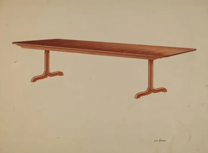 Framed Print : Shaker Refectory Table, c. 1939. Creator: Lon Cronk Framed Print : Shaker Refectory Table, c. 1939. Creator: Lon Cronk