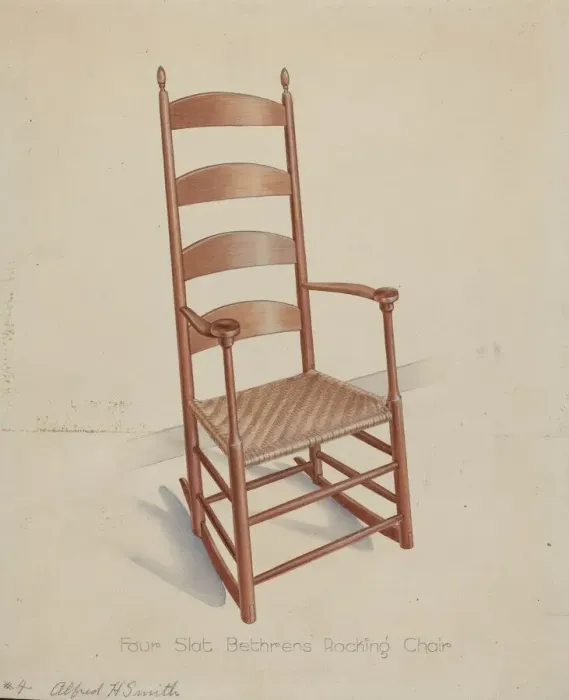 Framed Print : Shaker Rocking Chair, c. 1937. Creator: Alfred H. Smith Framed Print : Shaker Rocking Chair, c. 1937. Creator: Alfred H. Smith