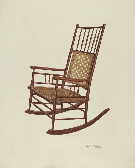 Framed Print : Shaker Rocking Chair, c. 1940. Creator: Adele Brooks Framed Print : Shaker Rocking Chair, c. 1940. Creator: Adele Brooks
