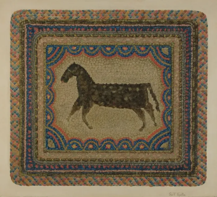 Framed Print : Shaker Rug, 1935 / 1942. Creator: George V. Vezolles Framed Print : Shaker Rug, 1935 / 1942. Creator: George V. Vezolles