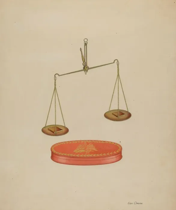 Framed Print : Shaker Scales, 1935 / 1942. Creator: Lon Cronk Framed Print : Shaker Scales, 1935 / 1942. Creator: Lon Cronk