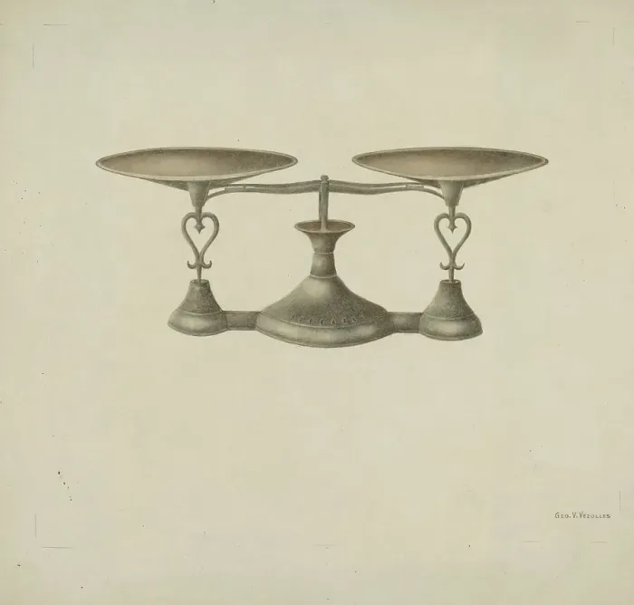 Framed Print : Shaker Scales, c. 1941. Creator: George V. Vezolles Framed Print : Shaker Scales, c. 1941. Creator: George V. Vezolles