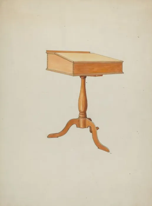 Framed Print : Shaker School Desk, c. 1936. Creator: Ray Holden Framed Print : Shaker School Desk, c. 1936. Creator: Ray Holden