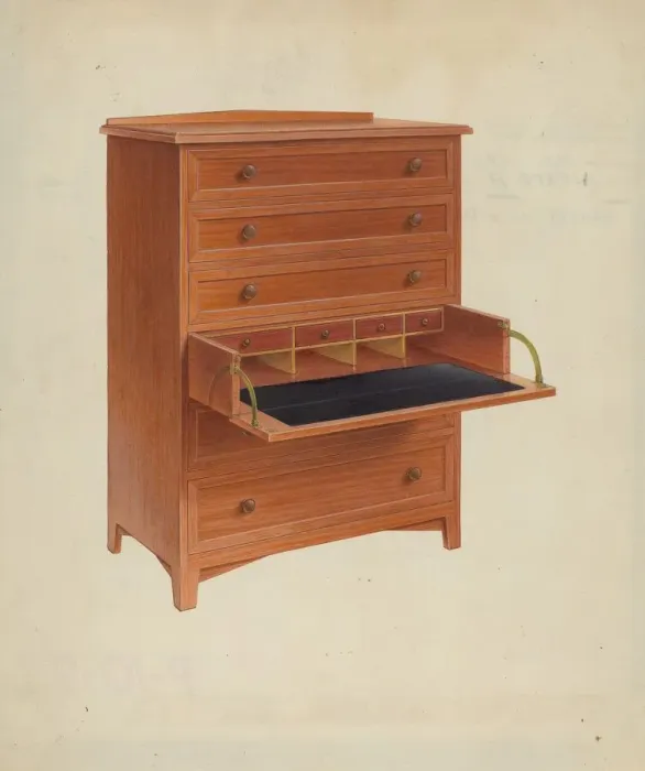 Framed Print : Shaker Secretary, c. 1938. Creator: Alfred H. Smith Framed Print : Shaker Secretary, c. 1938. Creator: Alfred H. Smith