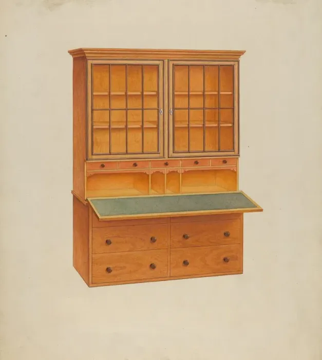 Framed Print : Shaker Secretary Desk, c. 1937. Creator: John W Kelleher Framed Print : Shaker Secretary Desk, c. 1937. Creator: John W Kelleher
