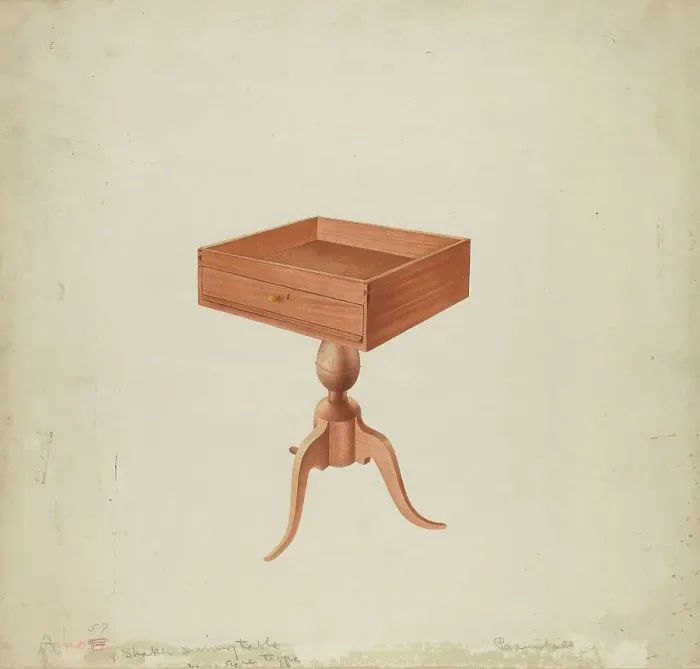 Framed Print : Shaker Sewing Table, 1935 / 1942. Creator: William Paul Childers Framed Print : Shaker Sewing Table, 1935 / 1942. Creator: William Paul Childers
