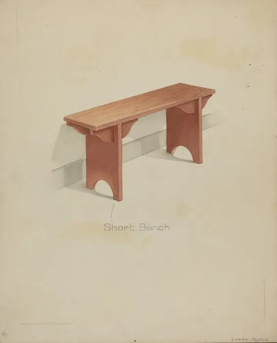 Framed Print : Shaker Short Bench, 1935 / 1942. Creator: Lawrence Foster Framed Print : Shaker Short Bench, 1935 / 1942. Creator: Lawrence Foster