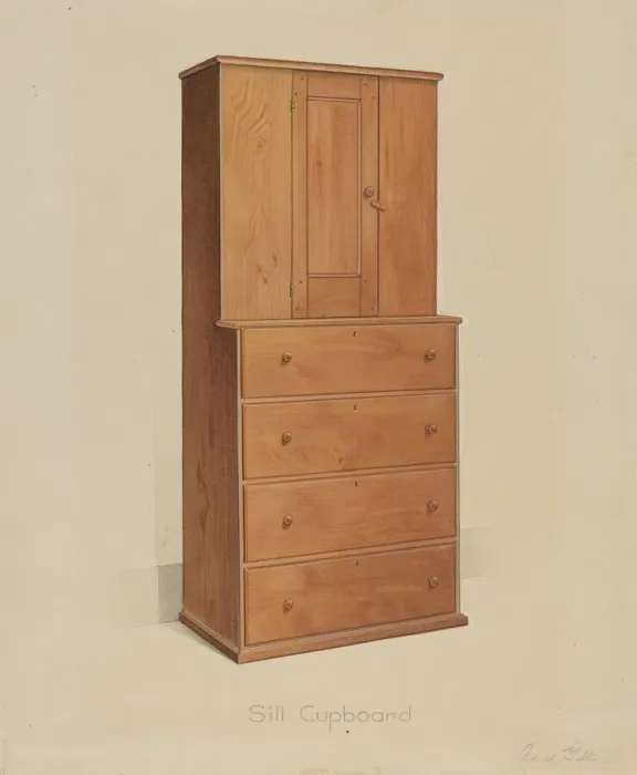 Framed Print : Shaker Sill Cupboard, 1935 / 1942. Creator: Anne Ger Framed Print : Shaker Sill Cupboard, 1935 / 1942. Creator: Anne Ger