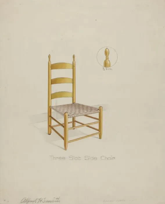 Framed Print : Shaker Three Slat Chair, 1935 / 1942. Creator: Alfred H. Smith Framed Print : Shaker Three Slat Chair, 1935 / 1942. Creator: Alfred H. Smith