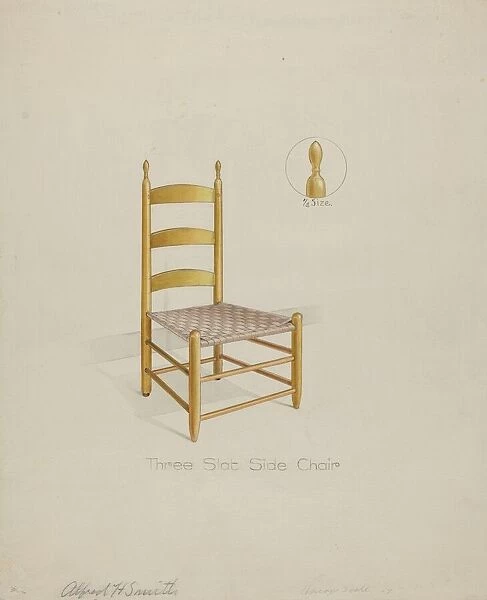 Shaker Three Slat Chair, 1935  /  1942. Creator: Alfred H. Smith