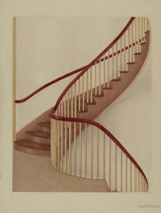Framed Print : Shaker Spiral Staircase, c. 1938. Creator: George V. Vezolles Framed Print : Shaker Spiral Staircase, c. 1938. Creator: George V. Vezolles